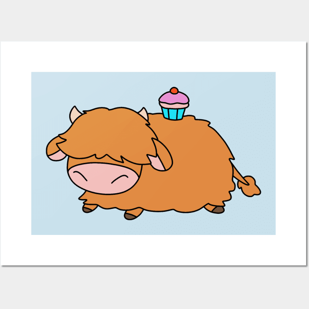 Cupcake Highland Cow Wall Art by saradaboru